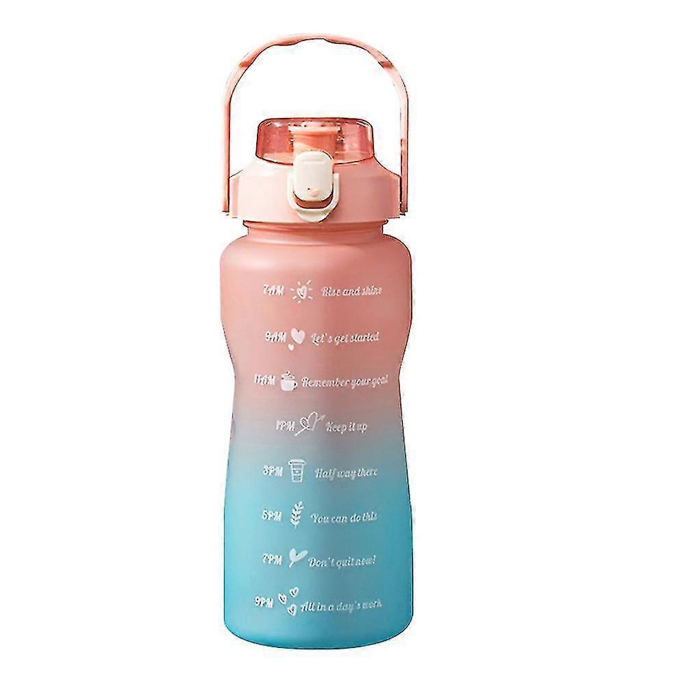 2000ml Large Capacity Water Bottle Sports Water Bottle Gradient Plastic Water Bottle Time Scale Pipette Water Bottle