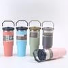 30oz Stainless Steel Tumbler with Handle, 304 Car Cup Holder Friendly, Double Wall Vacuum Insulated Hot Cold Travel Mug, Portable Iced Coffee Cup