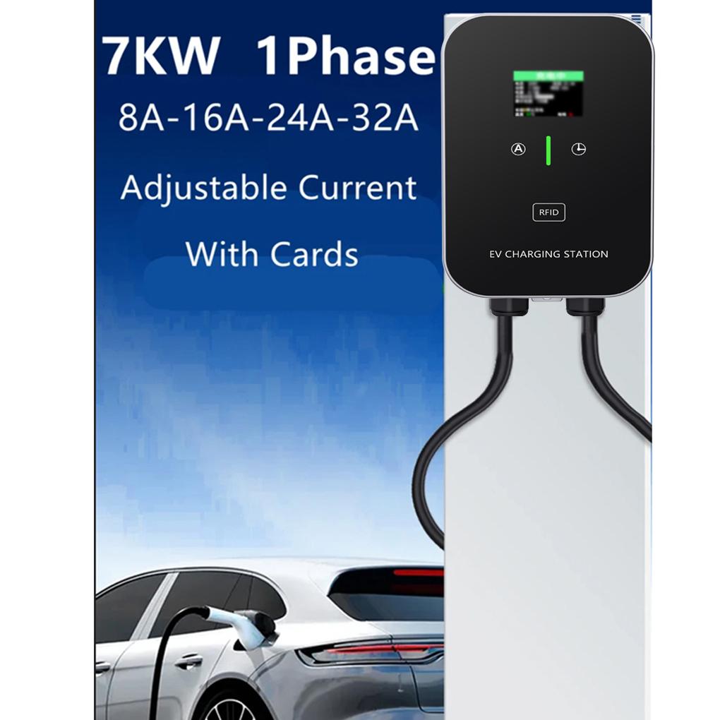 EV Wallbox 5M 7KW 32A Voiture Maison EV Wallbox Station de Charge Voiture Électrique EV Wallbox Avec Câble 5M Écran Couleur