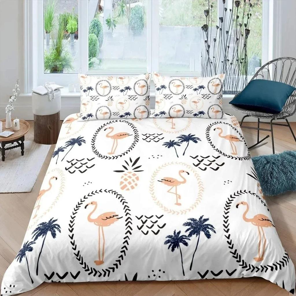3D Print Flamingo Flowers Tropical Animal 3D Duvet Cover Bedding Set Comforter Linen Pillowcases Single Double Twin King Queen