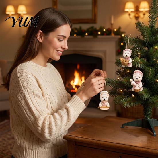 Cute Animal Desk Ornaments 24 Days Dog Advent Calendar 2026, 2D Acrylic Puppy Christmas Pajamas Series Hanging Pendants Countdown Calendar,
