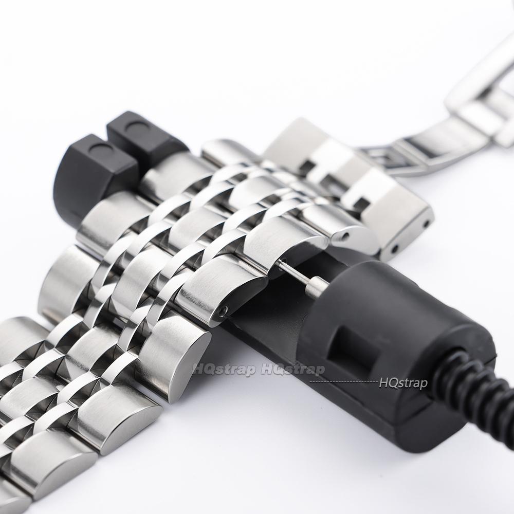 Stainless Steel Seven Bead Watch Strap 20mm 22mm Solid Butterfly Buckle Universal Watchband Accessories Quick Release Bracelet