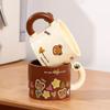 Kubek Kawaii Uroczy Miś Ceramiczny Kubek Duża Pojemność z Pokrywką Kubki Do Kawy Śniadanie Mleko Kubki Do Picia z Kubkiem Na Wodę Słomką