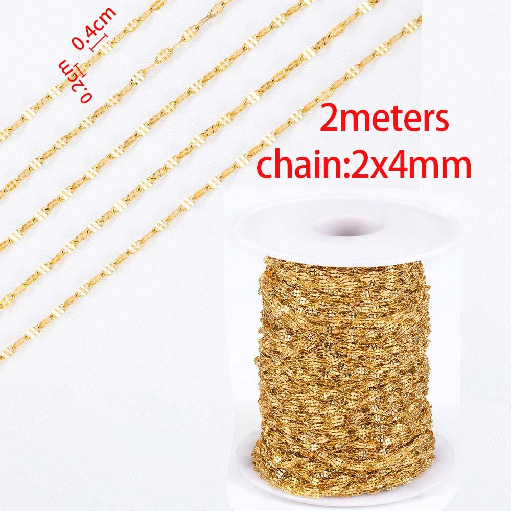 2Meters/1Meter Stainless Steel Chain High Quality Gold Color Chains for Bracelet Necklace Jewelry Making DIY Findings Wholesale