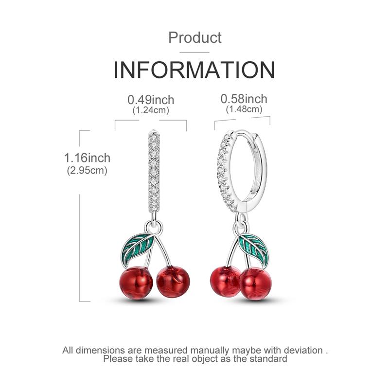 Sales 925 Silver Hoops Earrings Plant Cherry Strawberry Earrings for Women Girls Fashion Jewelry Gifts