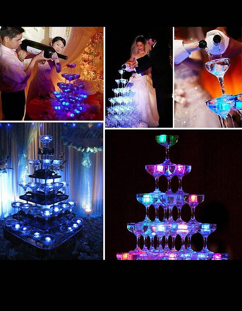 Set of 12 LED Sensor Ice Lights, Multicolored, Glowing Ice Cubes for Parties, Champagne Towers, Weddings, Year-End Parties, and Bar Decorations