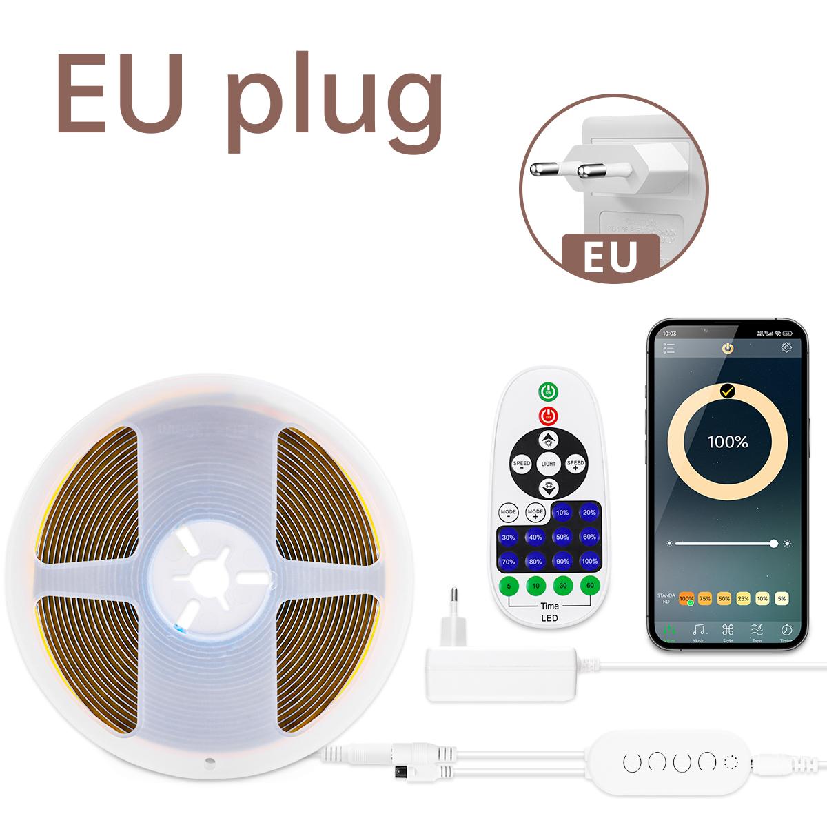 

Светодиодная лента COB 24 В 2 м 5 м с Bluetooth пультом управления, гибкая лента с регулировкой яркости, светодиодная лента для подсветки телевизора, шкафа, кухни, спальни 2M белый