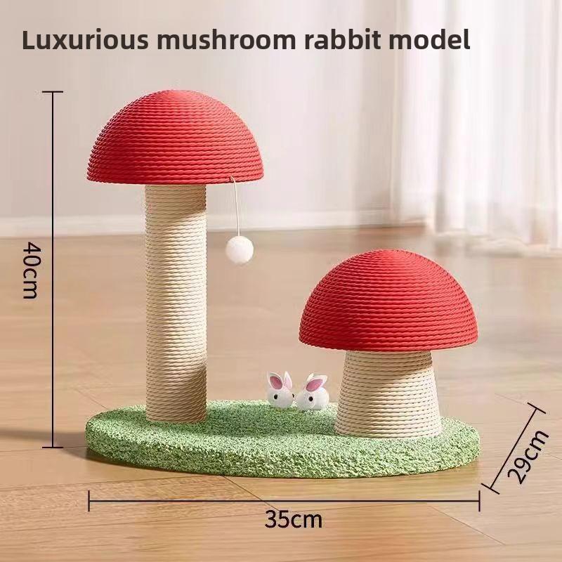 Mushroom Cat Scratching Post, Sisal Cat Scratcher With Ball Toy, Durable Small Cat Tree For Indoor Cats