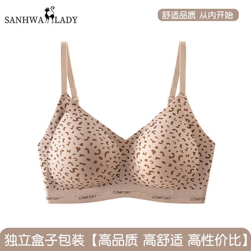 Gathering  new popular small breasts and thin leopard print bras, large breasts and small anti-sagging bras