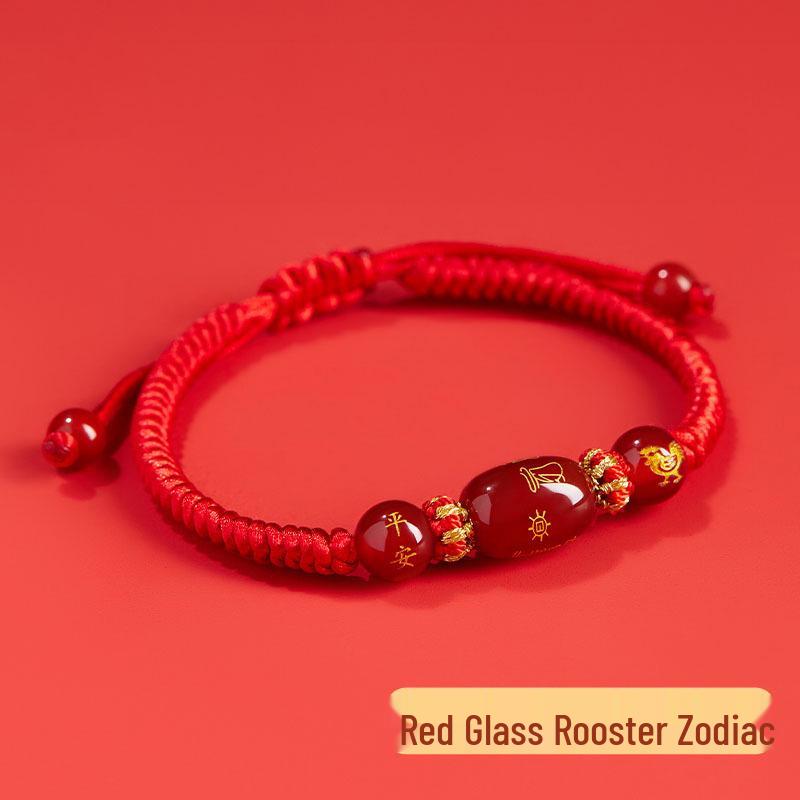 2026 Year of the Horse Zodiac Red Rope Bracelet - Women's/Men's Tai Sui Protective Charm for Horse, Rat, Ox, Rabbit Signs