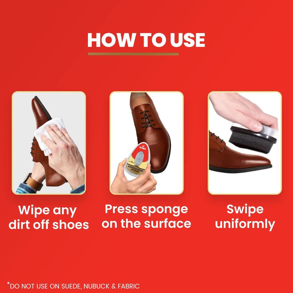 Kiwi Express Shoe Shine Sponge, Neutral (Pack Of 3)