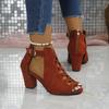 2026 Fish Mouth Sandals New Summer Versatile Cutout Metal Buckle Non-Slip Wear-Resistant High Heels