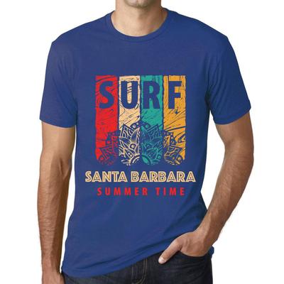Erkek Vintage Tee Gömlek Grafik T Shirt Sörf Yaz Zamanı Santa Barbara Kraliyet Mavi