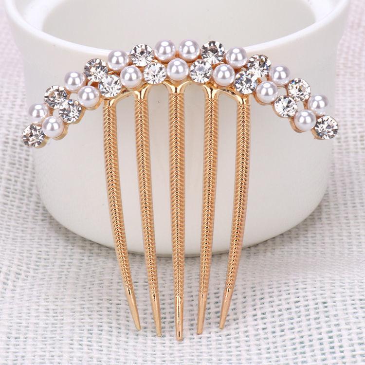 Korean Pearl Crystal Hairpin - Simple Updo Clip