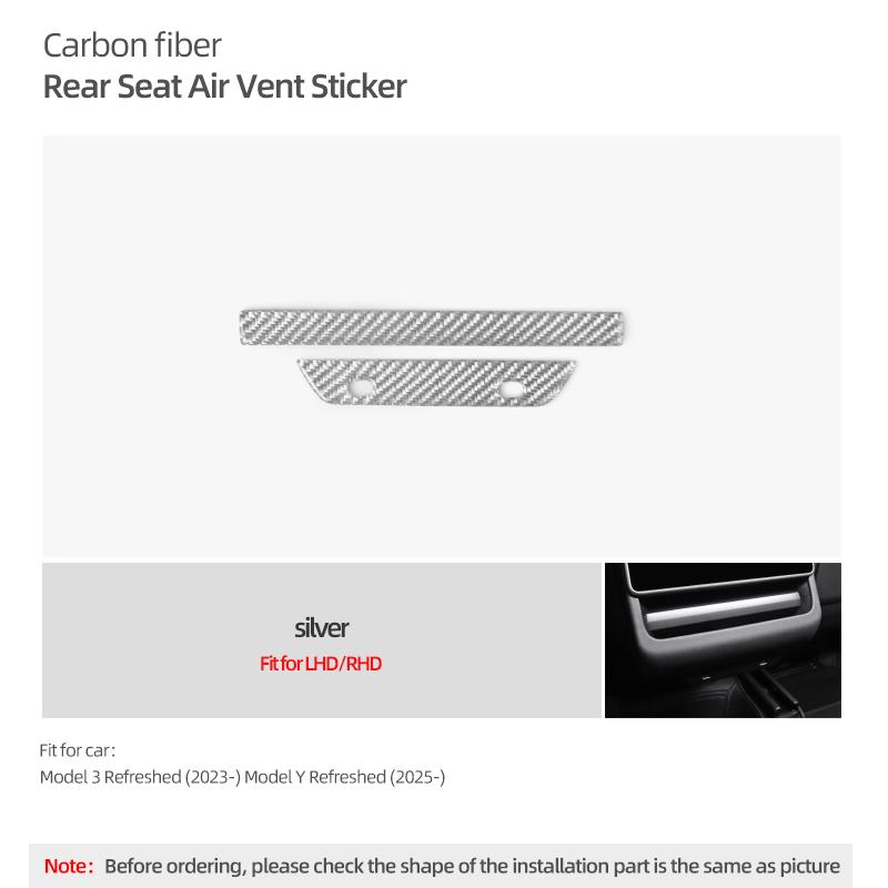 For Tesla Model Y Juniper 2026 Model 3 Highland 2026 Carbon Fiber Rear Air Vent Outlet Trim Stickers Car Interior Accessories