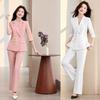 Elegant Women's Three-Quarter Sleeve Pink Suit Set - High-End, Professional, Commuting, Spring/Summer Style