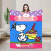 Happy Easter Eggs Snoopys Blanket Fleece Spring/Autumn Breathable Lightweight Throw Blankets for Bed Bedroom Bedspread