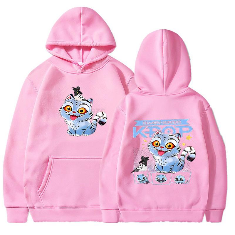 Kpop Anime Hoodie Oversized Cartoon Cat Graphic Print Pullover Sweatshirt Men Streetwear Hip Hop Fashion Casual Hooded Top