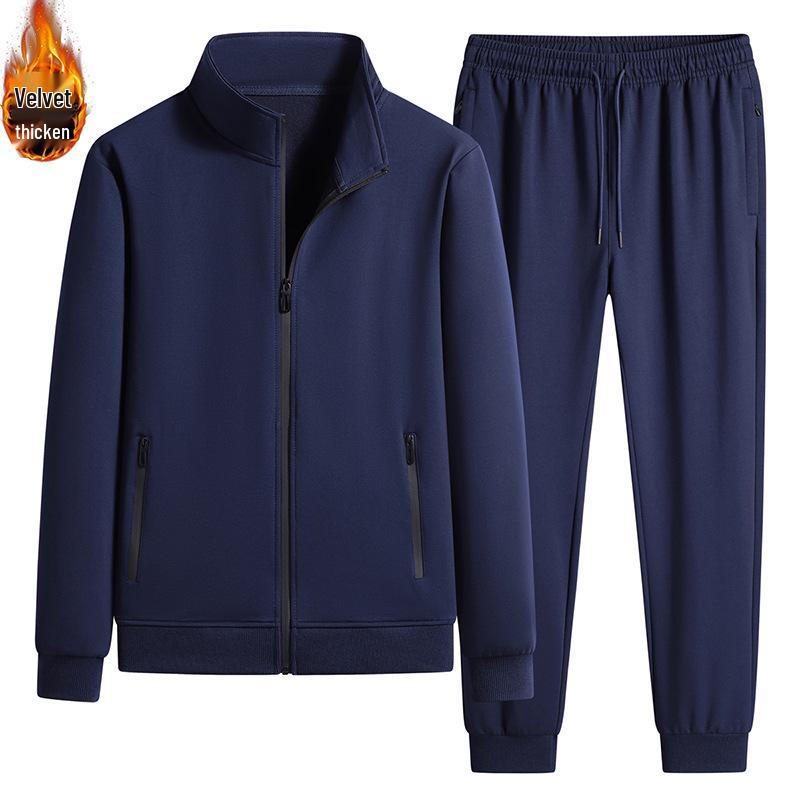 Men's Cotton Stand-up Collar Tracksuit: Spring/Autumn Hoodie & Pants Set for Sports and Casual Wear