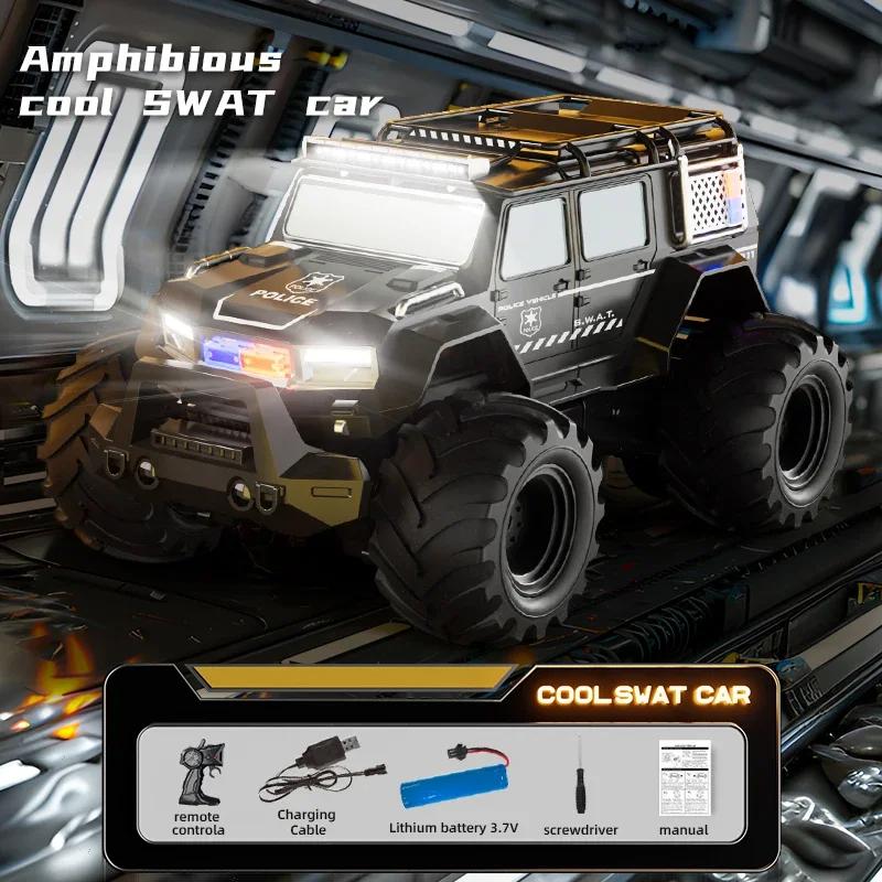 

4Wd Rc Stunt Car Remote Control Vehicle Radio Control Buggy Off Road Police Cars Amphibious Climbing Truck Toys for Boys Kids