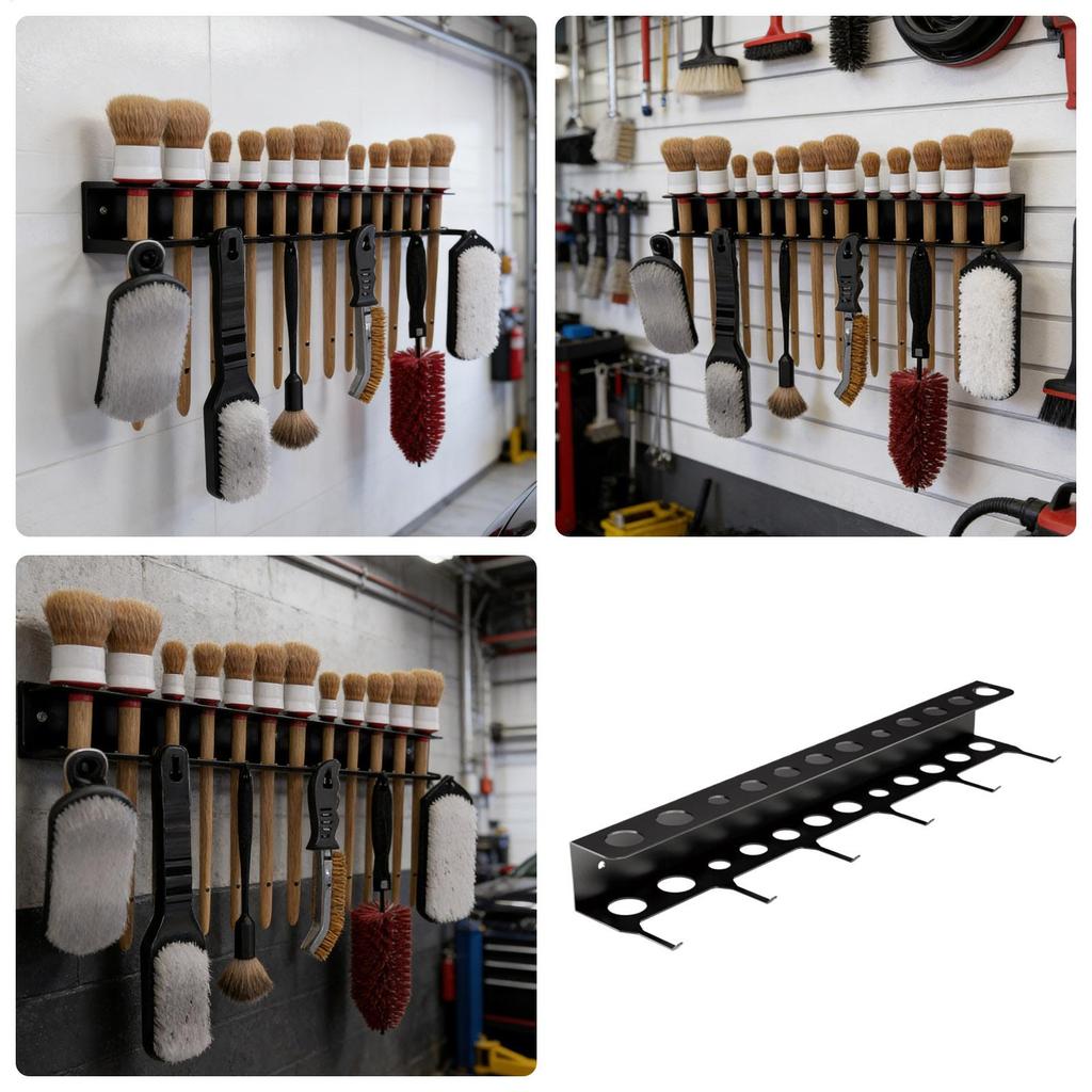 40x8.5x4.5cm Anti Slip Detailing Tool Hanger, Space Saving Car Wash Brush Storage Rack with Hooks, Organizer for Garage Home