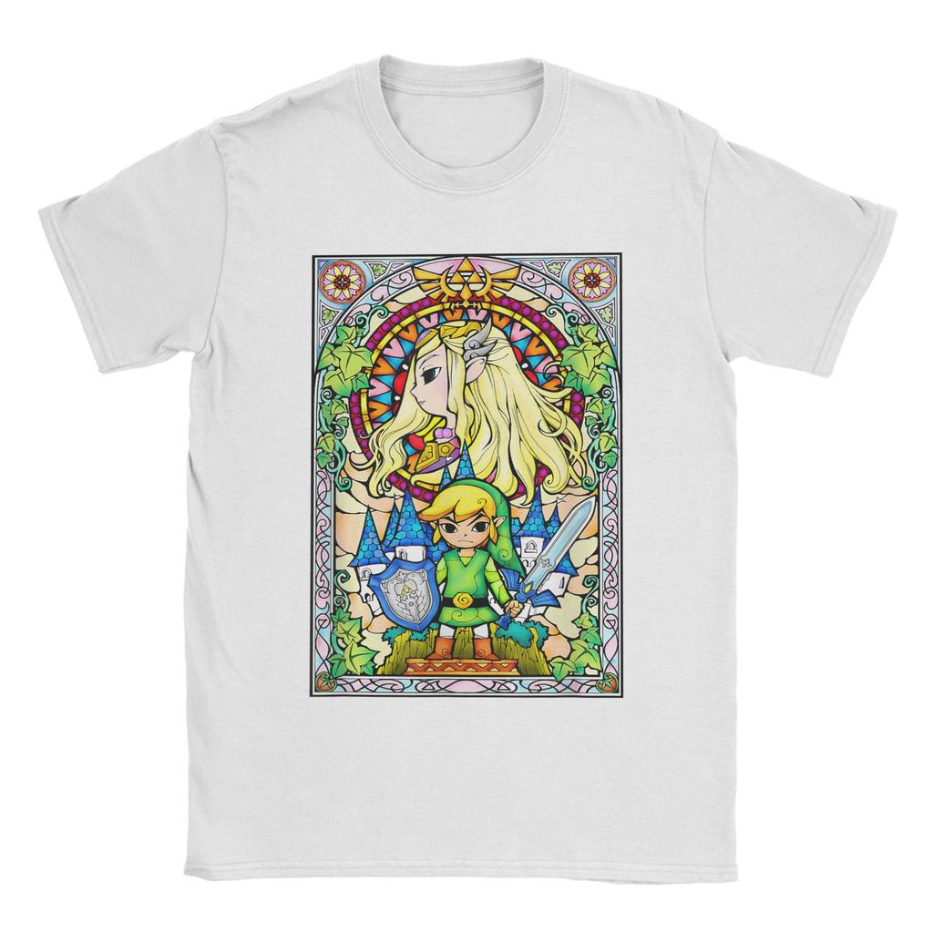 Zeldas Wind Waker Stained Glass T Shirt for Unisex 100 Cotton Funny TShirt Round Collar  Tee Shirt Short Sleeve Tops Classic
