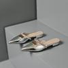 Fashion temperament pointed half drag low heel toe cool slippers for women wearing summer fashion versatile comfortable women's shoes