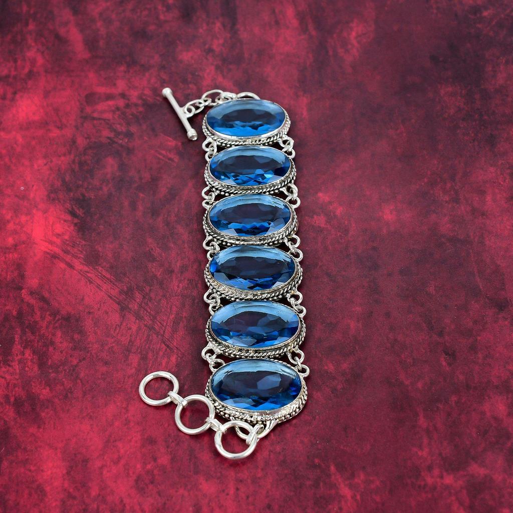 Tanzanite Gemstone Jewelry, 925 Solid Sterling Silver Bracelet Jewelry, Handmade Beautiful Jewelry With Adjustable Chain Bracelet For Her