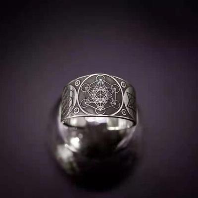 Vintage Six Pointed Star Solomon Ring Warrior Archangel Metatron Amulet Totem Adjustable Ring Amulet Jewelry