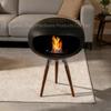 Nordic Round Ball Alcohol Fireplace with Solid Wood Tripod Legs