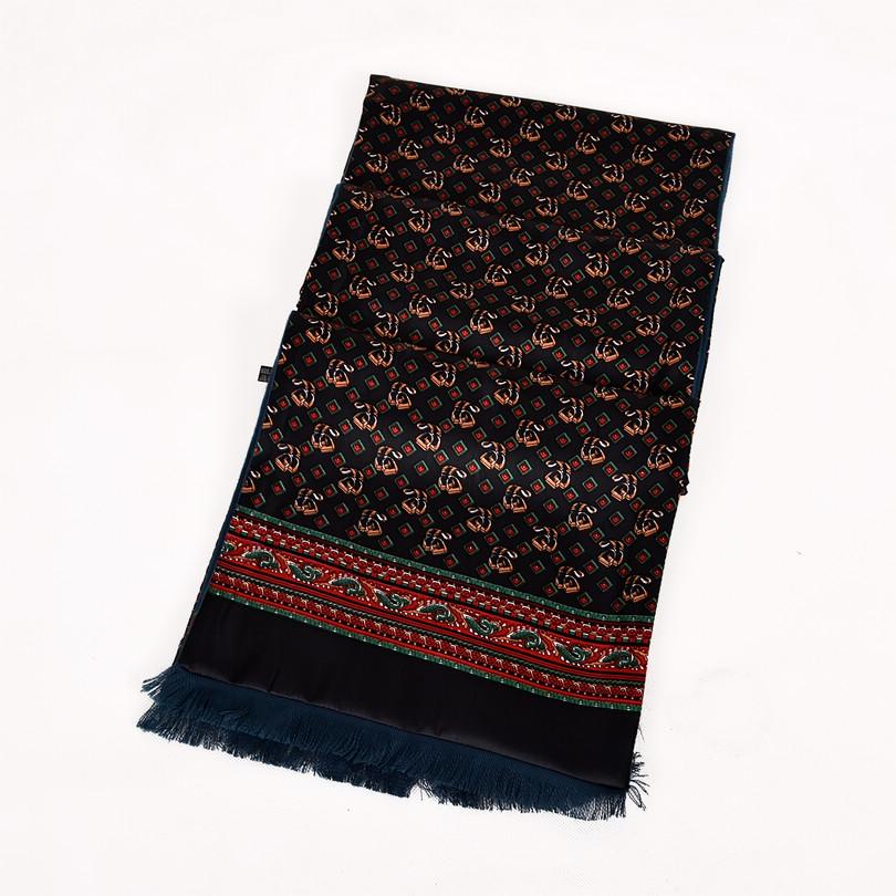 [BYSIFA] Winter Men Warm Scarves Thicken Fashion Luxury 100% Silk Male Business Long Scarf Cravat Navy Blue Neck Scarf 165*24cm