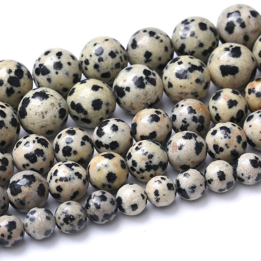 Dalmatian Jaspers Stone 4/6/8/10/12mm Red Green Beads 15"Strand Smooth Loose Spacer Beads for Jewelry Making DIY Bracelets Accessories