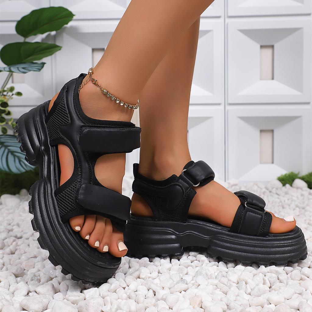 Fashion Women Platform Sandals Lightweight Wedge High Heels Shoes Women Buckle Leather 2025 New Summer Woman Sandals Sandalias De Mujer