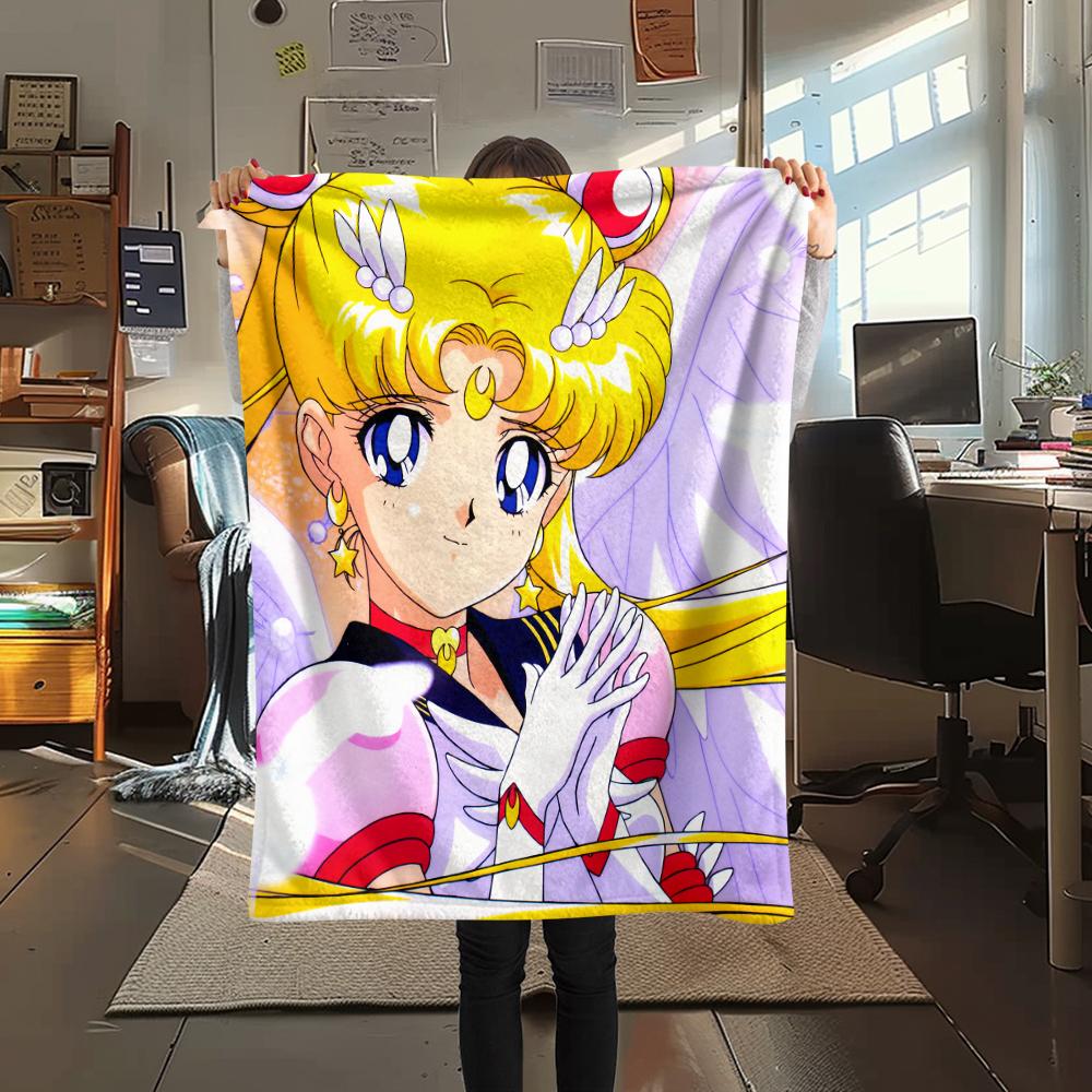 Sailor Moon Sailor Moon pattern Flannel Blanket, High quality Comfortable for All Seasons, Home Decor, Warmth and Comfort, Perfect for Gifts.