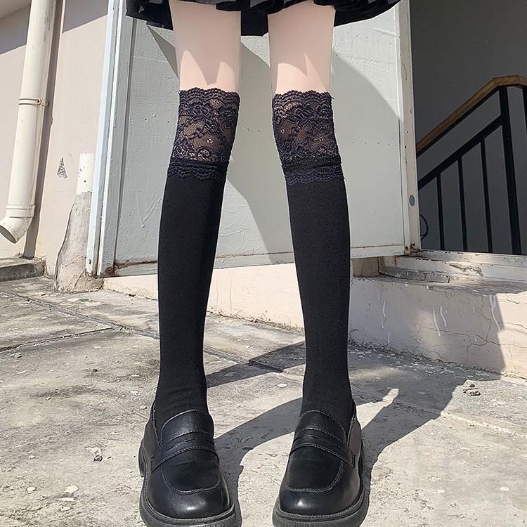 Japanese Jk Lolita White Lace Knee Socks Children Pure Lolita Long High Stockings Spring And Autumn