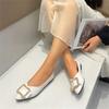 Classic Flats for Women Summer Casual Leather Slip On Pointed Toe Fashion Shoes for Women Solid Metal Decoration Casual Shoes