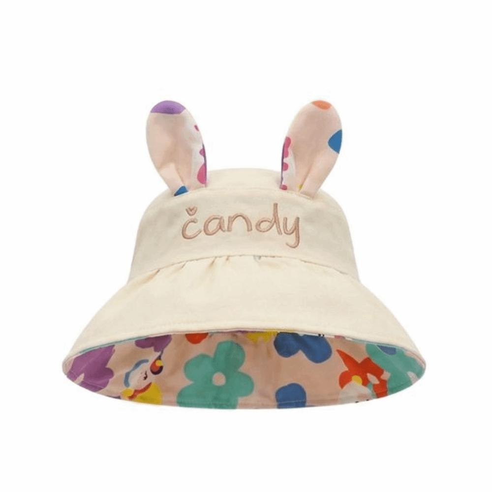Cotton Children Rabbit Ears Sun Hat Adjustable Wide Brim Hat Kids Empty Top Sunscreen Hat  Running