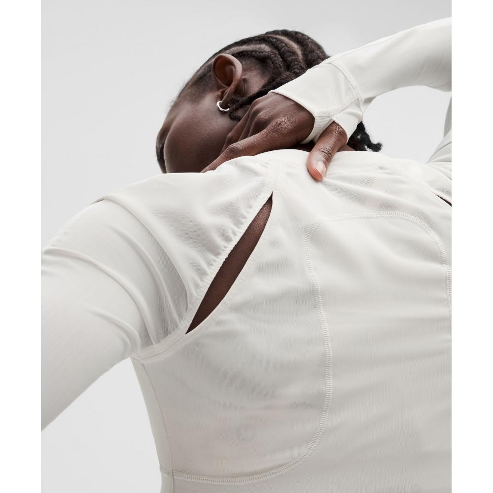 Lululemon Mesh Cropped Long Sleeve Shirt  Slnsh Collection Light Vapor