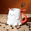 1 taza grande de cerámica de 16 oz para Halloween, adorable taza de té de porcelana con dibujos de elfos fantasmas y elfos kawaii, regalo para niños