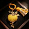 Persimmon Ruyi Song Brocade Keychain: Good Luck Tassel Charm for Backpack or Bag