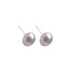 Coupled Purple Flat Steamed Buns Aurora Pearl Stud Earrings Femininity Fashion Commuter Earrings Ear Holes