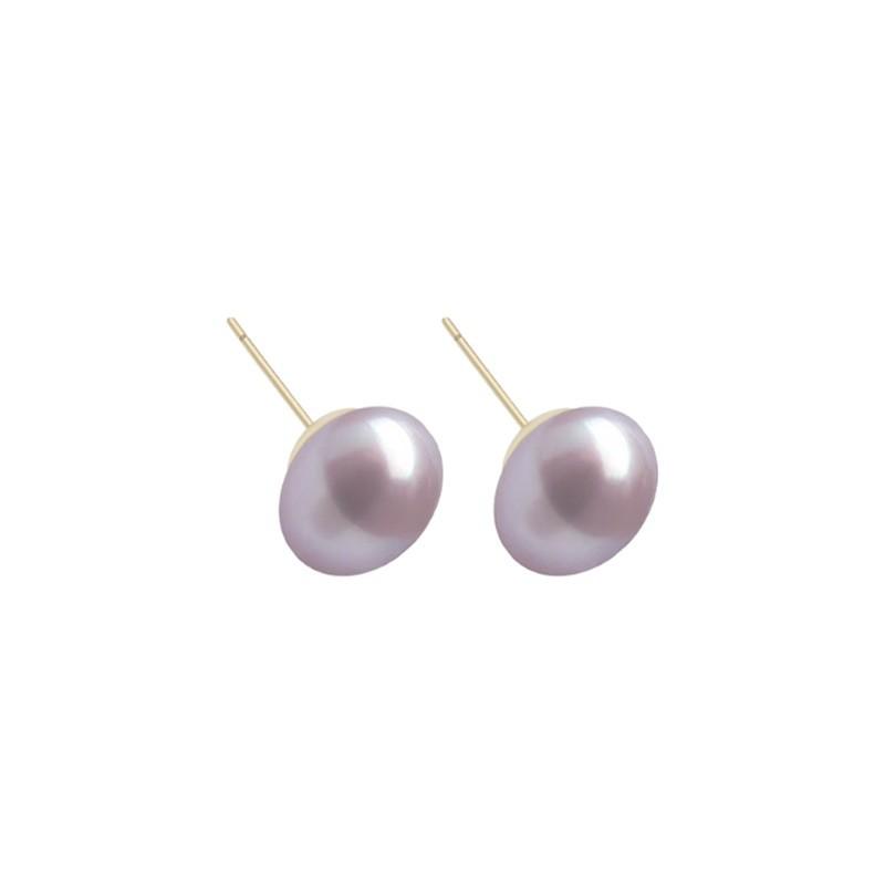 Coupled Purple Flat Steamed Buns Aurora Pearl Stud Earrings Femininity Fashion Commuter Earrings Ear Holes