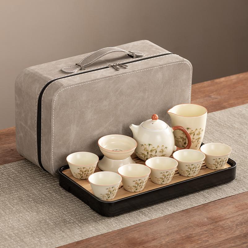 Dragon Egg Teapot Huang Ru Kiln Travel Kung Fu Tea Set Household Portable Teacup Teapot Light Luxury Business Gifts