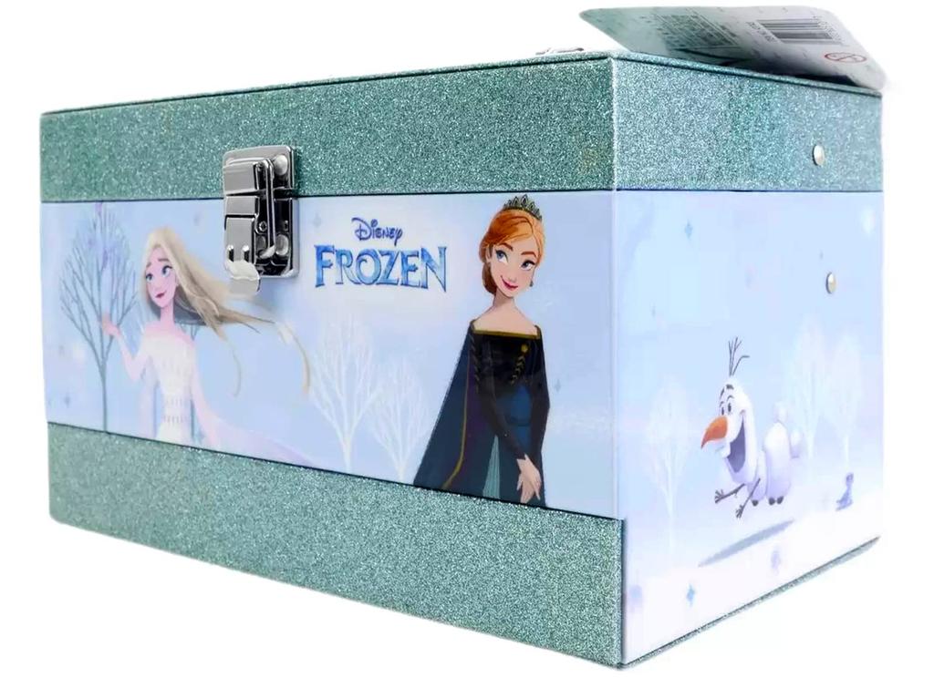 Disney Princess Frozen 2 Cosmetic Set with Carrying Handle, 23-Piece Set, Includes Disney Stickers, Kids' Cosmetics and Makeup Set, Cosmetic Box,