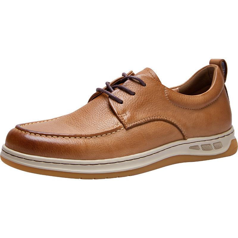 Men'S Shoes Fashionable Retro Versatile Board Shoes Breathable Men'S Casual Leather Shoes Leather Soft-Soled Driving Shoes