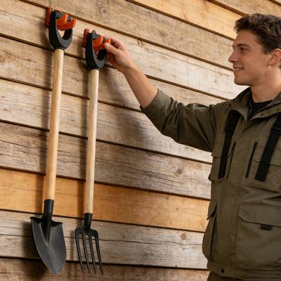 1/2Pcs Garden Screws Workshop Shed Garage Wall Mount Tool Holder with Tool Hanger Heavy Duty Mop