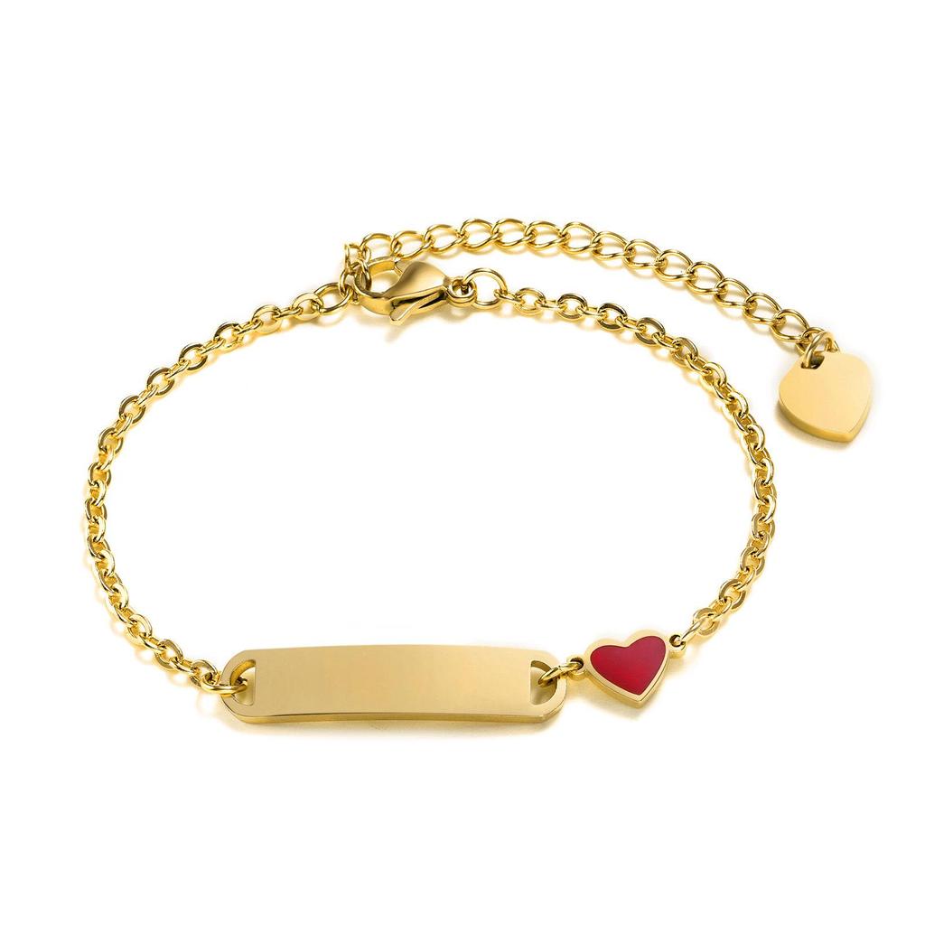 Engravable Heart Bracelet: Stainless Steel & Resin for Women and Children