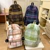 Vlněný kostkovaný studentský školní batoh s velkou kapacitou dámský batoh