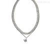 Dark Night 77 Stainless Steel Layered Clavicle Necklace - Hip Hop W-Letter Design, Versatile Titanium Steel Short Chain for Women