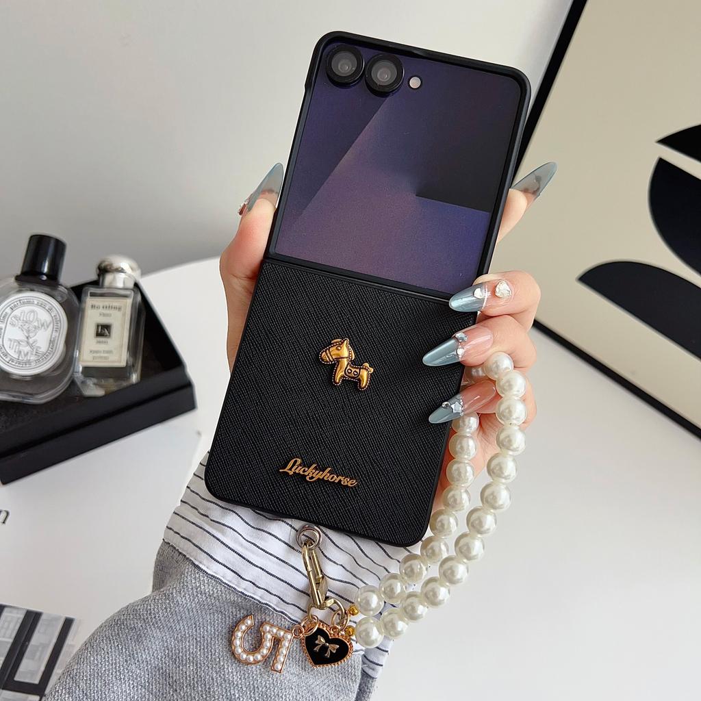 Case for Samsung Galaxy Z Flip 7 6 5 4 3 with Bling Bracelet PC Slim Shockproof Cover Phone Bumpers